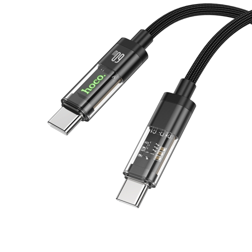 Купити Кабель USB Hoco U116 Transparent 60W LED Indicator Type-C to Type-C 1.2m, 5