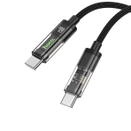 Купити Кабель USB Hoco U116 Transparent 60W LED Indicator Type-C to Type-C 1.2m, 5