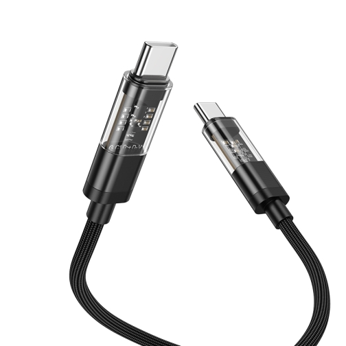 Купити Кабель USB Hoco U116 Transparent 60W LED Indicator Type-C to Type-C 1.2m, 6