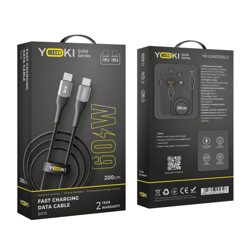 Купити Кабель USB YOKI SOLID YK-SO15 Type-C to Type-C 60W 2m, 2