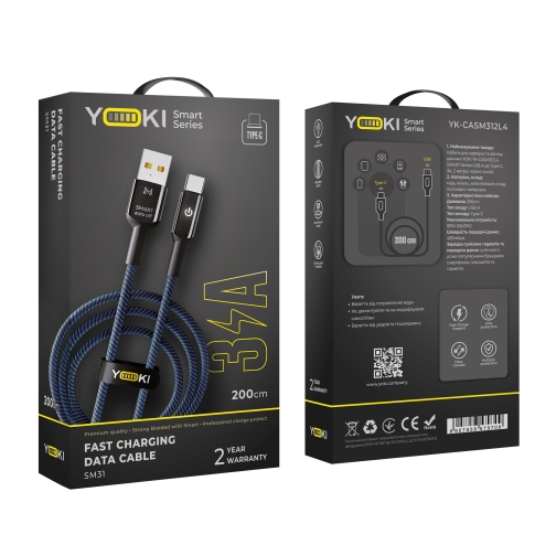 Купить USB YOKI SMART YK-SM31 Type-C 3A 2m, 2