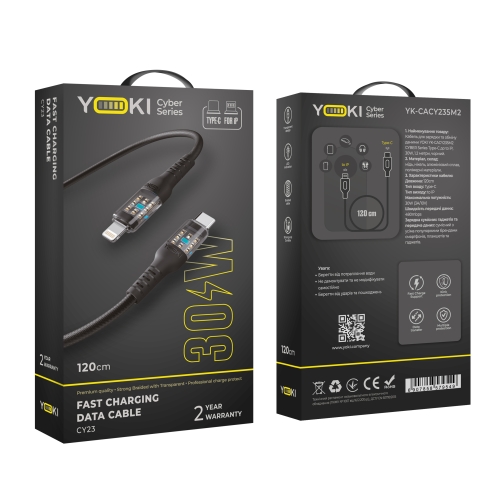 Купить USB YOKI CYBER YK-CY23 Type-C to Lightning 30W 1.2m, 3