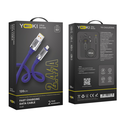 Кабель USB YOKI ULTRA YK-UL61 Lightning 2.4A 1.2m превью 2