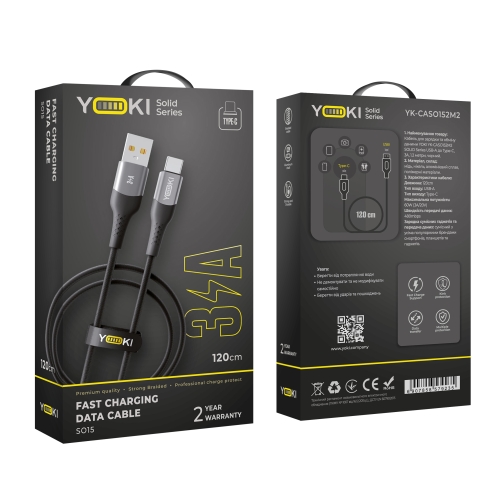 Купити Кабель USB YOKI SOLID YK-SO15 Type-C 3A 1.2m, 2