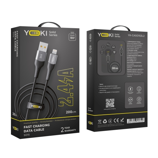 Купить USB YOKI SOLID YK-SO15 Lightning 2.4A 2m, 2