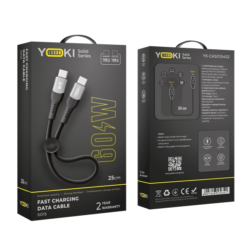 Купить USB YOKI SOLID YK-SO15 Type-C to Type-C 60W 0.25m, 2