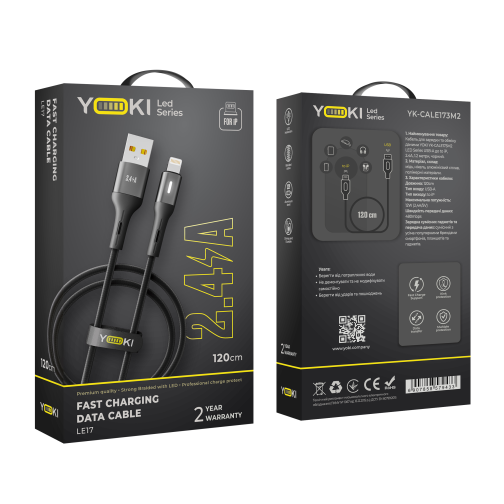 Кабель USB YOKI LED YK-LE17 Lightning 2.4A 1.2m превью 2