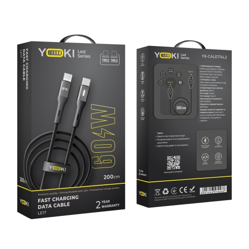 Купить USB YOKI LED YK-LE17 Type-C to Type-C 60W 2m, 2