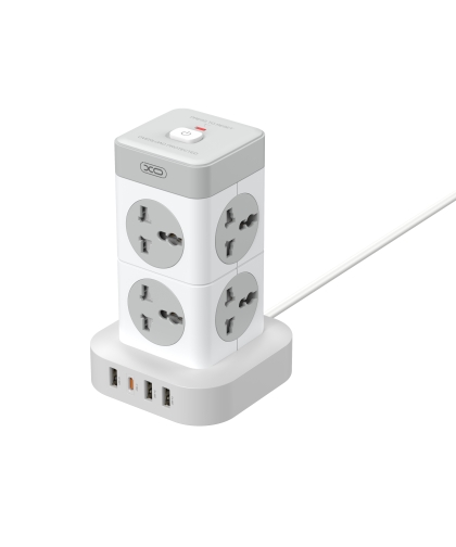Купити Мережевий Подовжувач XO WL21 Tower Shaped 8AC socket+3USB-A+1USB-C 2m, 2