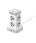 Купити Мережевий Подовжувач XO WL21 Tower Shaped 8AC socket+3USB-A+1USB-C 2m, 2