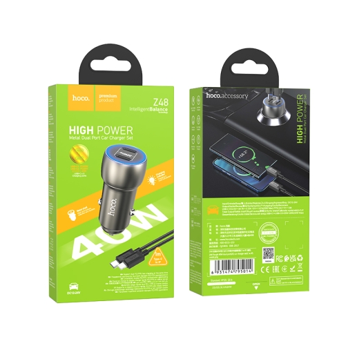 Купити Автомобільний Зарядний Пристрій Hoco Z48 Tough 40W (2C) Type-C to Lightning