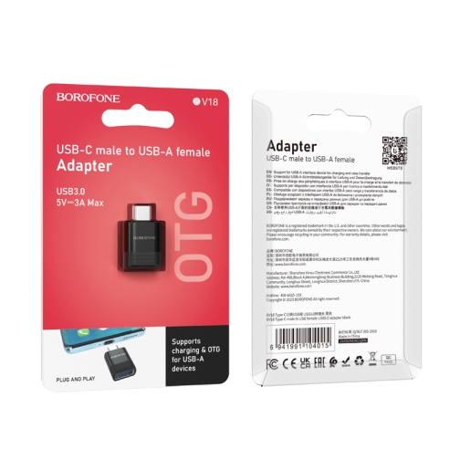 Купити Перехідник Borofone BV18 Type-C male to USB female USB3.0