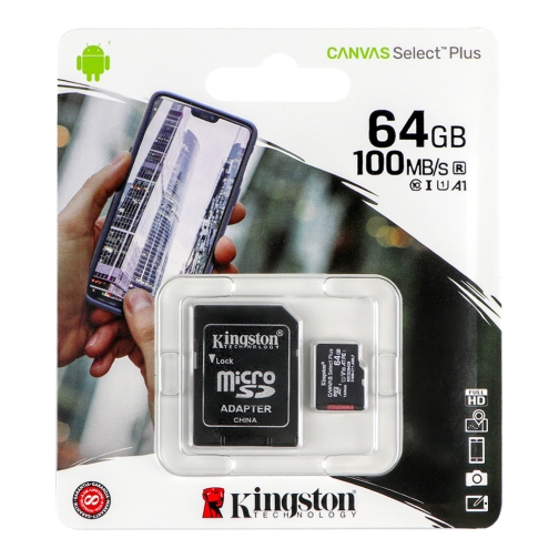 Купить Карта Памяти Kingston Canvas Select Plus microSDXC (UHS-1) 64gb 10 Class & Adapter