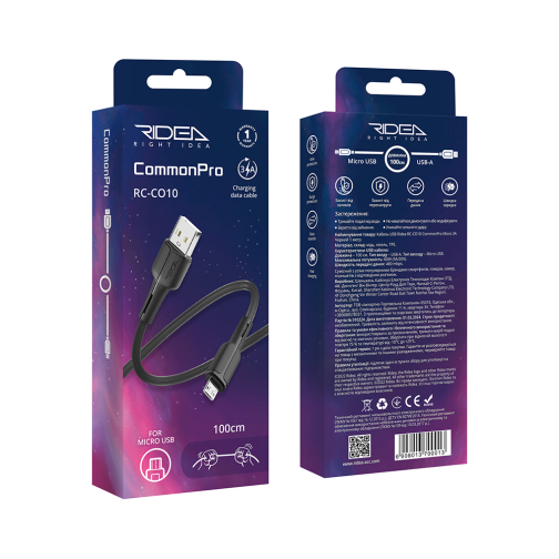 Кабель USB Ridea RC-CO10 CommonPro Micro 3A превью 3