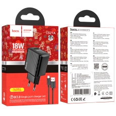 Купить Сетевое Зарядное Устройство Hoco CS21A 1USB QC 18W+USB to Type-C Купить Сетевое Зарядное Устройство Hoco CS21A 1USB QC 18W+USB to Type-C