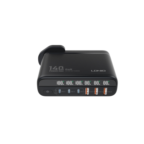 Купити Мережевий Зарядний Пристрій LDNIO A6140C 3USB/3USB-C GAN (100W+40W)140W LED Display 1.5m