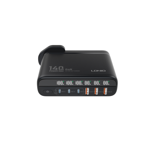 Мережевий Зарядний Пристрій LDNIO A6140C 3USB/3USB-C GAN (100W+40W)140W LED Display 1.5m
