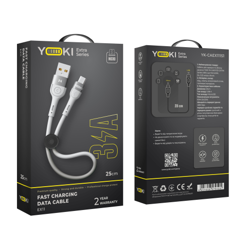Кабель USB YOKI EXTRA YK-EX11 Micro 3A 0.25m превью 2