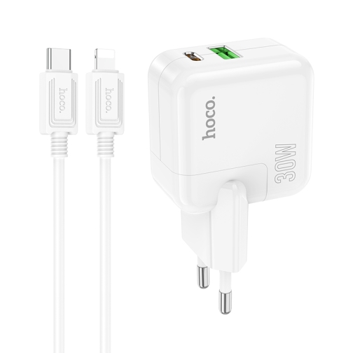 Купити Мережевий Зарядний Пристрій Hoco C111A Lucky PD30W+QC3.0 Type-C to Lightning