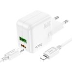 Купити Мережевий Зарядний Пристрій Hoco C111A Lucky PD30W+QC3.0 Type-C to Lightning, 2