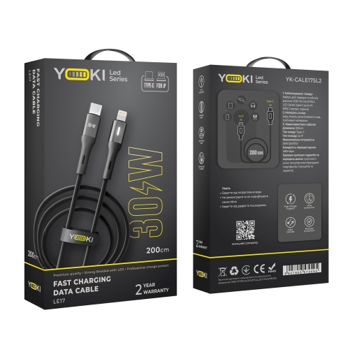 Купить USB YOKI LED YK-LE17 Type-C to Lightning 30W 2m, 2