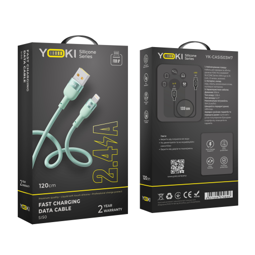 Кабель USB YOKI SILICONE YK-SI50 Lightning 2.4A 1.2m превью 2