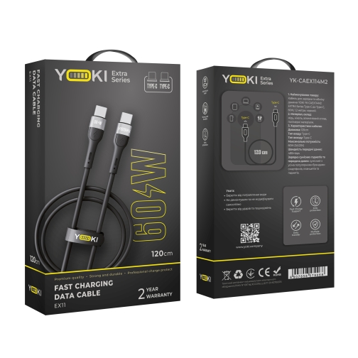 Купить USB YOKI EXTRA YK-EX11 Type-C to Type-C 60W 1.2m, 3