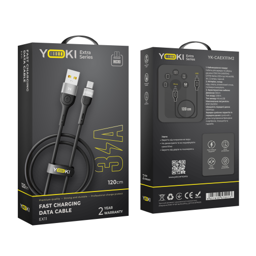 Кабель USB YOKI EXTRA YK-EX11 Micro 3A 1.2m превью 3