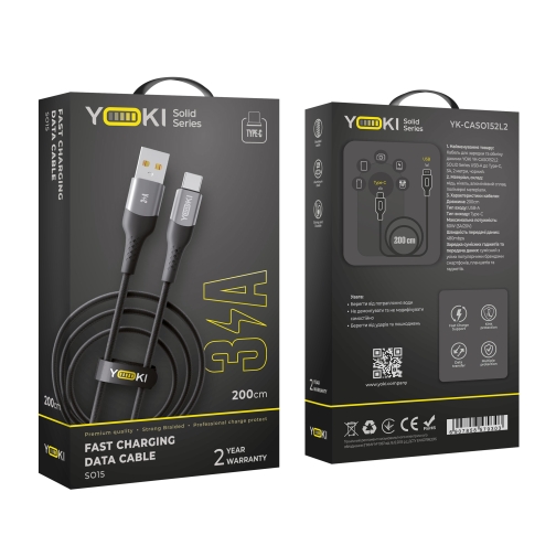 Купить USB YOKI SOLID YK-SO15 Type-C 3A 2m, 2