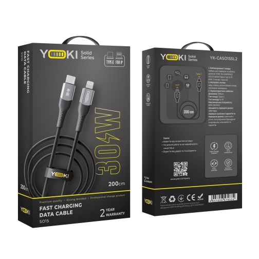 Купити Кабель USB YOKI SOLID YK-SO15 Type-C to Lightning 30W 2m, 2