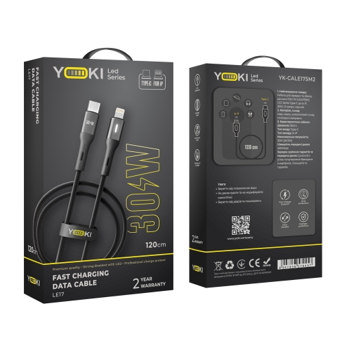Купити Кабель USB YOKI LED YK-LE17 Type-C to Lightning 30W 1.2m, 2