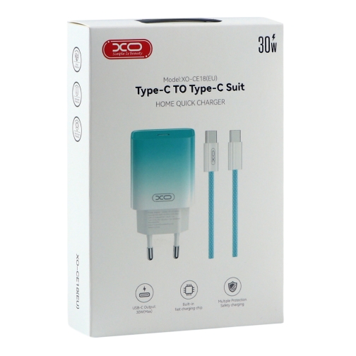 Купити Мережевий Зарядний Пристрій XO CE18 1Type-C PD/QC 30W Type-C to Type-C, 11
