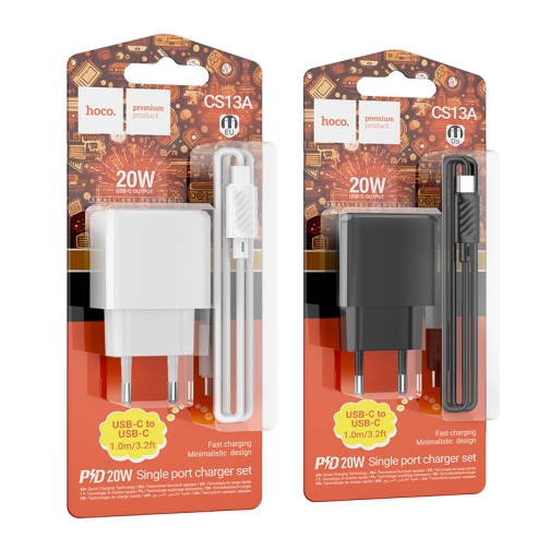 Купити Мережевий Зарядний Пристрій Hoco CS13A 1USB-C PD/QC 20W+Type-C to Type-C