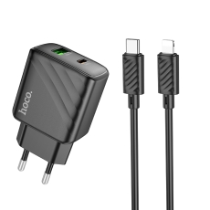 Купить Сетевое Зарядное Устройство Hoco CS23A 1USB/1USB-C PD/QC 30W+Type-C to Lightning Купить Сетевое Зарядное Устройство Hoco CS23A 1USB/1USB-C PD/QC 30W+Type-C to Lightning