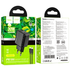 Купить Сетевое Зарядное Устройство Hoco CS23A 1USB/1USB-C PD/QC 30W+Type-C to Lightning Купить Сетевое Зарядное Устройство Hoco CS23A 1USB/1USB-C PD/QC 30W+Type-C to Lightning