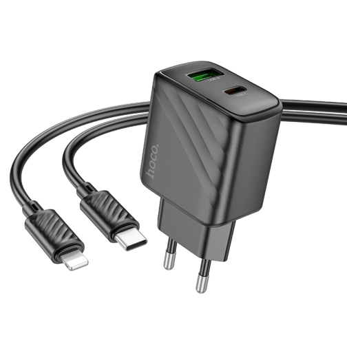 Купити Мережевий Зарядний Пристрій Hoco CS23A 1USB/1USB-C PD/QC 30W+Type-C to Lightning, 4