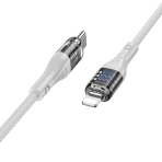 Купити Кабель USB Hoco U115 Transparent PD20W With Display Type-C to Lightning 1.2m, 4