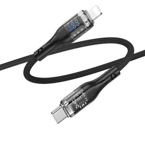Купити Кабель USB Hoco U115 Transparent PD20W With Display Type-C to Lightning 1.2m, 5