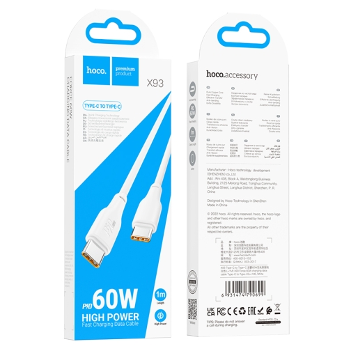 Купить USB Hoco X93 Force 60W Type-C to Type-C 2M, 2