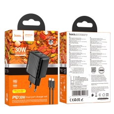 Купить Сетевое Зарядное Устройство Hoco CS23A 1USB/1USB-C PD/QC 30W+Type-C to Type-C Купить Сетевое Зарядное Устройство Hoco CS23A 1USB/1USB-C PD/QC 30W+Type-C to Type-C