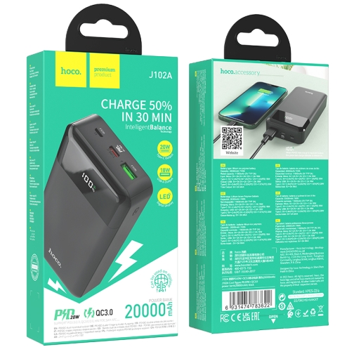 Купити Універсальна Мобільна Батарея Power Bank Hoco J102A Cool figure PD20W+QC3.0 20000 mAh, 2