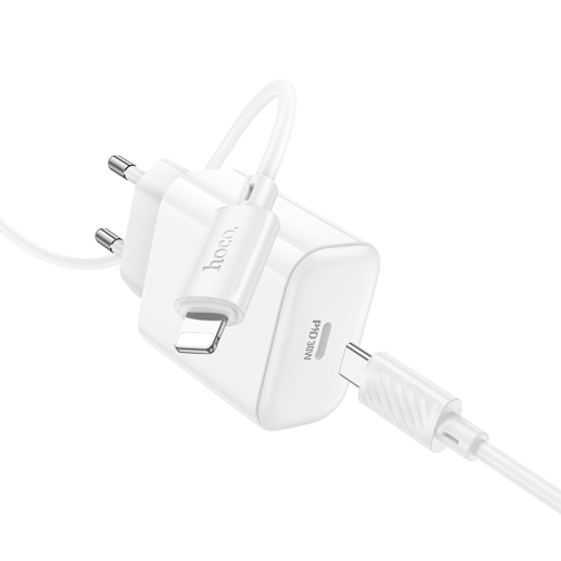 Купити Мережевий Зарядний Пристрій Hoco C76A Pro 1USB-C PD/QC 30W+Type-C to Lightning, 6