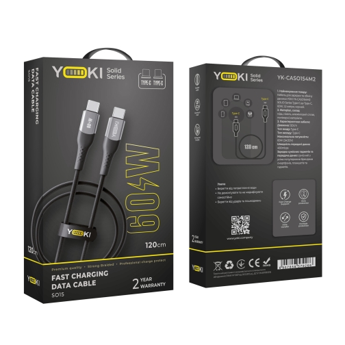 Купити Кабель USB YOKI SOLID YK-SO15 Type-C to Type-C 60W 1.2m, 2