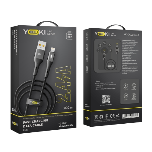 Купить USB YOKI LED YK-LE17 Lightning 2.4A 2m, 2