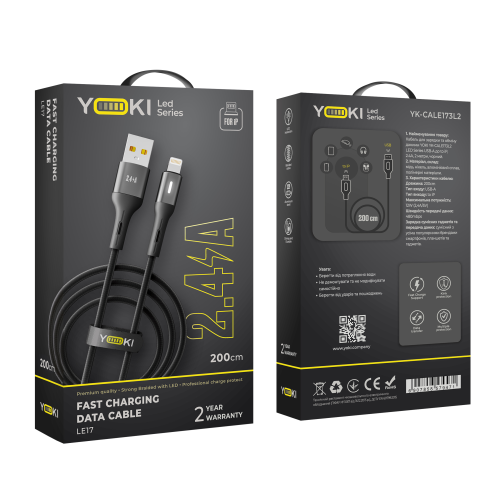 Кабель USB YOKI LED YK-LE17 Lightning 2.4A 2m превью 2