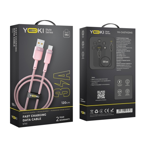 Купити Кабель USB YOKI STYLE YK-ST41 Type-C 3A 1.2m, 2