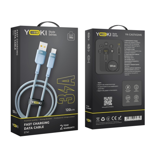 Купити Кабель USB YOKI STYLE YK-ST41 Type-C 3A 1.2m, 3