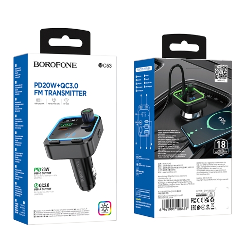 Купить Модулятор Borofone BC53 USB-C PD20W+USB-A QC18W/BT5.0 Total 38W, 2
