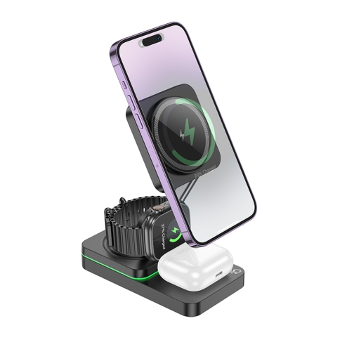 Купити Бездротовий Зарядний Пристрій Hoco CQ10 3in1 Magnetic 15W For  iWatch, 2