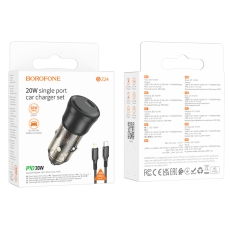 Купити Автомобільний Зарядний Пристрій Borofone BZ24 1USB-C QC/PD20W+Type-C to Lightning